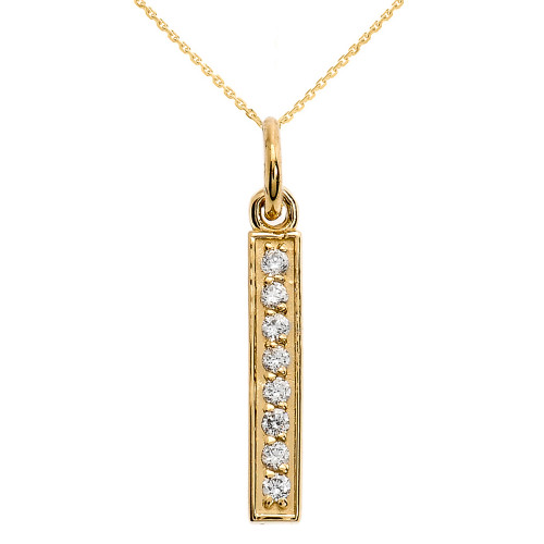 14k Yellow Gold Vertical Bar Diamond Necklace