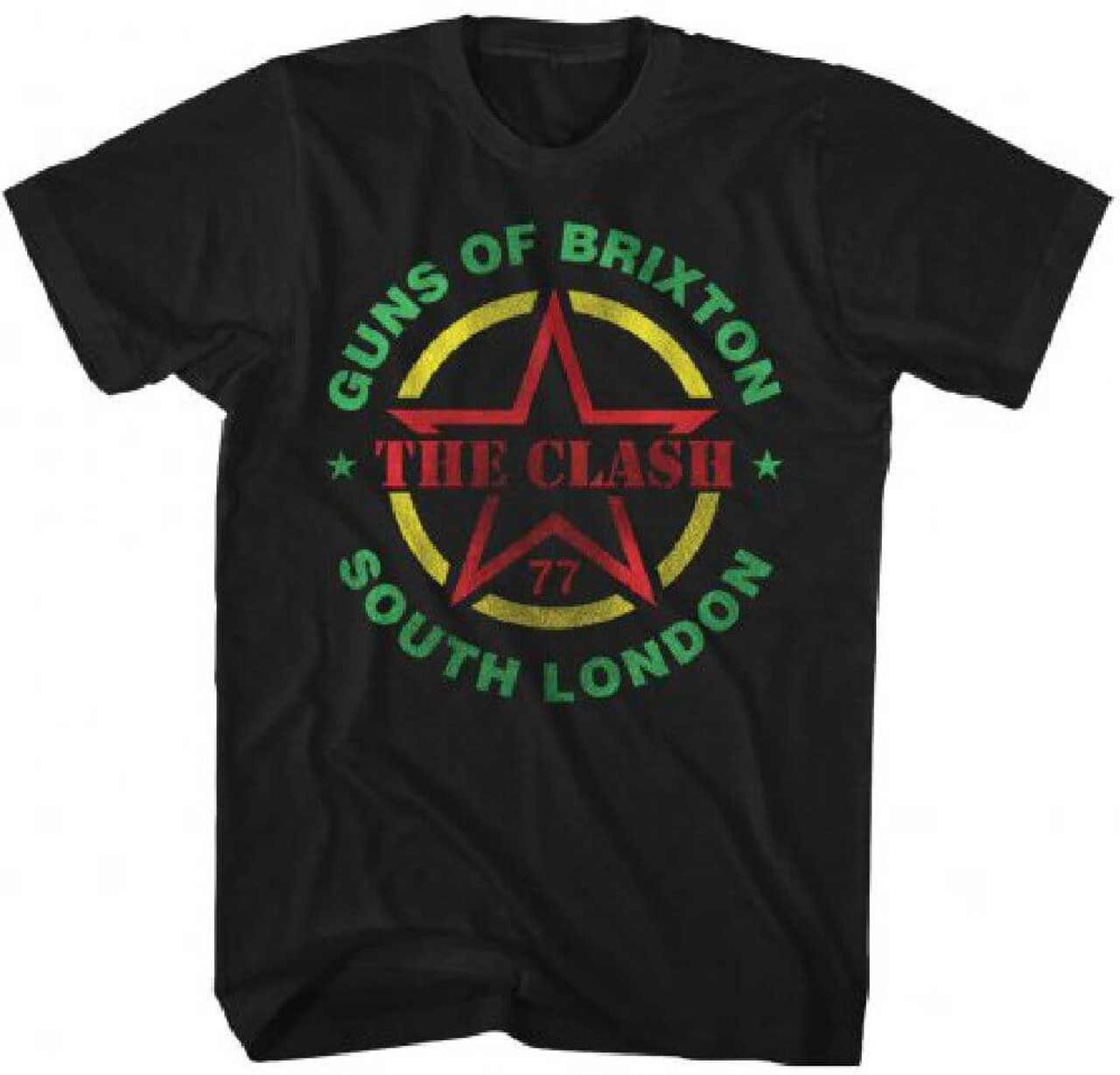 The Clash Guns Of Brixton South 1977 Show T Shirt the clash guns of brixton south 1977 show t shirt
