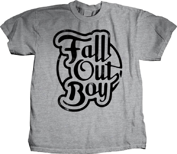 Fall Out Boy Logo in Script Font Men's Gray T-shirt | Rocker Rags