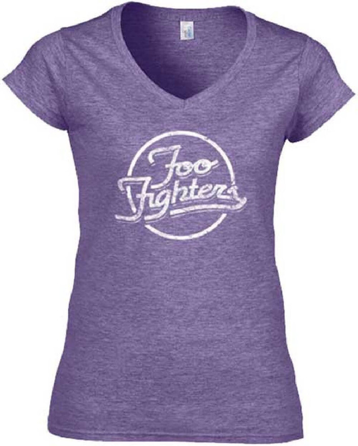 Foo Fighters Logo Women's Purple Vintage VNeck Tshirt Rocker Rags
