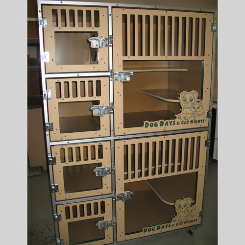 Cat cage-bank with custom logo.