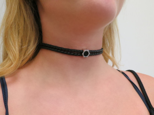 Monte Carlo Onyx Silver Leather Choker Monte Carlo Onyx Silver Leather Choker