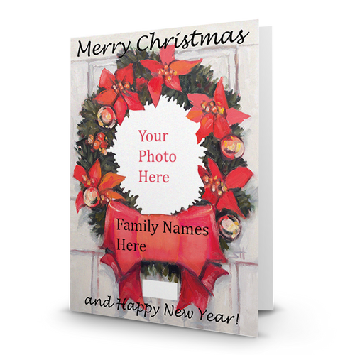 Christmas Wreath Black Font - Holiday Designer Photo Card - FSDM