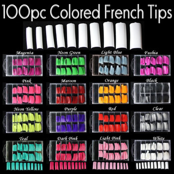 100pc Coloured French Nail Tips 100pc Coloured French Nail Tips