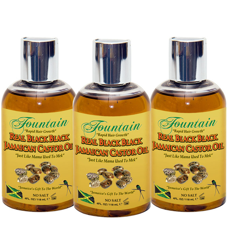 Fountain Real Black Black Jamaican Castor Oil 4 Oz 3-Pack