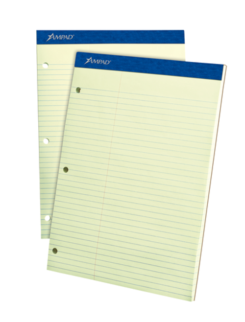 TOP20344 Ampad® Double Sheet Writing Pads, 8.5x11.75, Letter Size, Green tint, 3HP, Law Rule, 100 SH/PD TOP20344 Ampad® Double Sheet Writing Pads, 8.5x11.75, Letter Size, Green tint, 3HP, Law Rule, 100 SH/PD