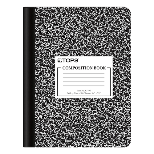 TOP63796 TOPS™ Composition Book, 9-3/4" x 7-1/2", College Rule, Black Marble Cover, 100 Sheets TOP63796 TOPS™ Composition Book, 9-3/4" x 7-1/2", College Rule, Black Marble Cover, 100 Sheets
