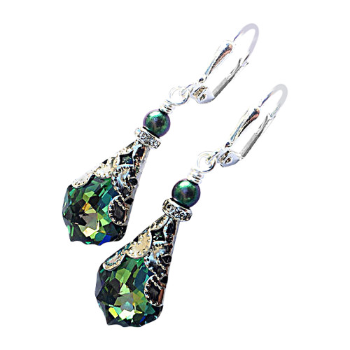 Vintage Inspired Boho Baroque Aquamarine Golden Sahara Crystal Earrings Vintage Inspired Boho Baroque Aquamarine Golden Sahara Crystal Earrings