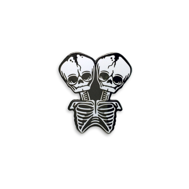 Conjoined Skeleton Enamel Pin