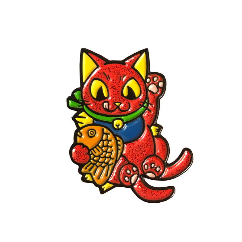 Negora Taiyaki Pin : Red Glitter and GID