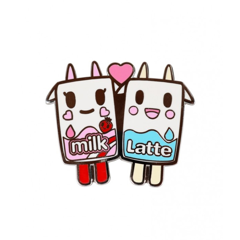 Strawberry Milk & Latte Moofia Enamel Pin