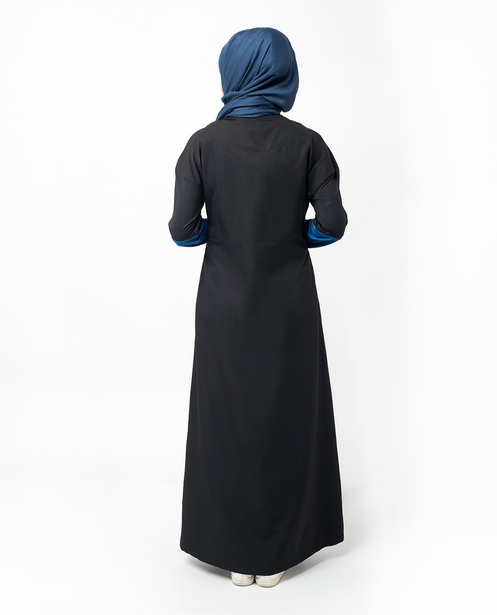 Sports Chic Black Print Jilbab, Abaya, Islamic Modest Fashion Clothing