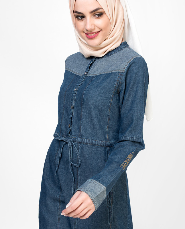 Denim Placket Jilbab Abaya Denim Abaya Denim Placket Jilbab Abaya Denim Abaya