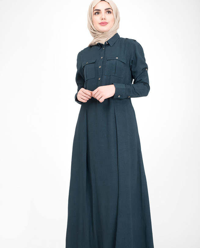 Navy Pleated Flare Jilbab- Abaya, Islamic Fashion Clothing
