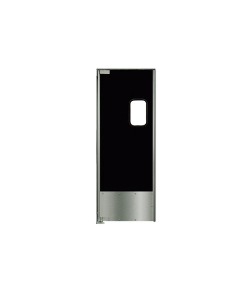 Aluminum Swing Door with Black Laminate: Single Panel, Left Side Hinge, 18" Stainless Steel Impact Panel, 36" x 84" Aluminum Swing Door with Black Laminate: Single Panel, Left Side Hinge, 18" Stainless Steel Impact Panel, 36" x 84"