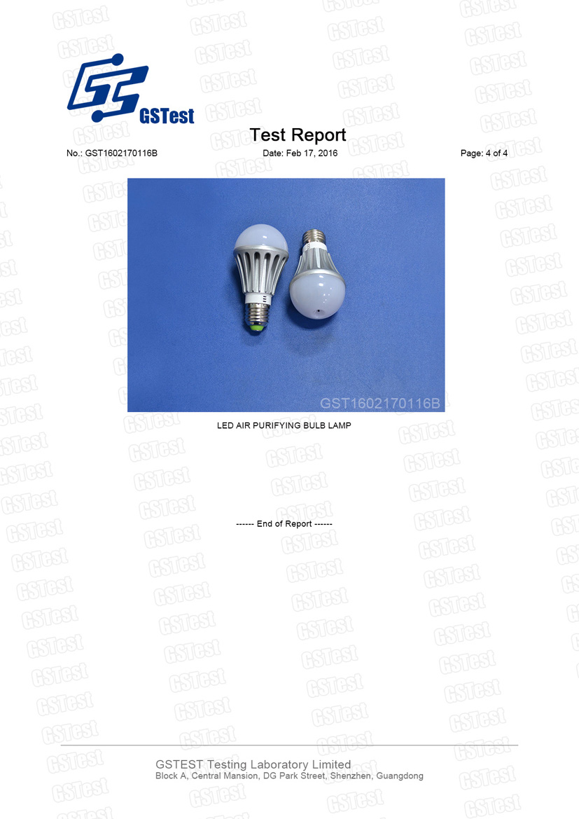 ION Brite Air Purifying Bulb Test Report Page 4