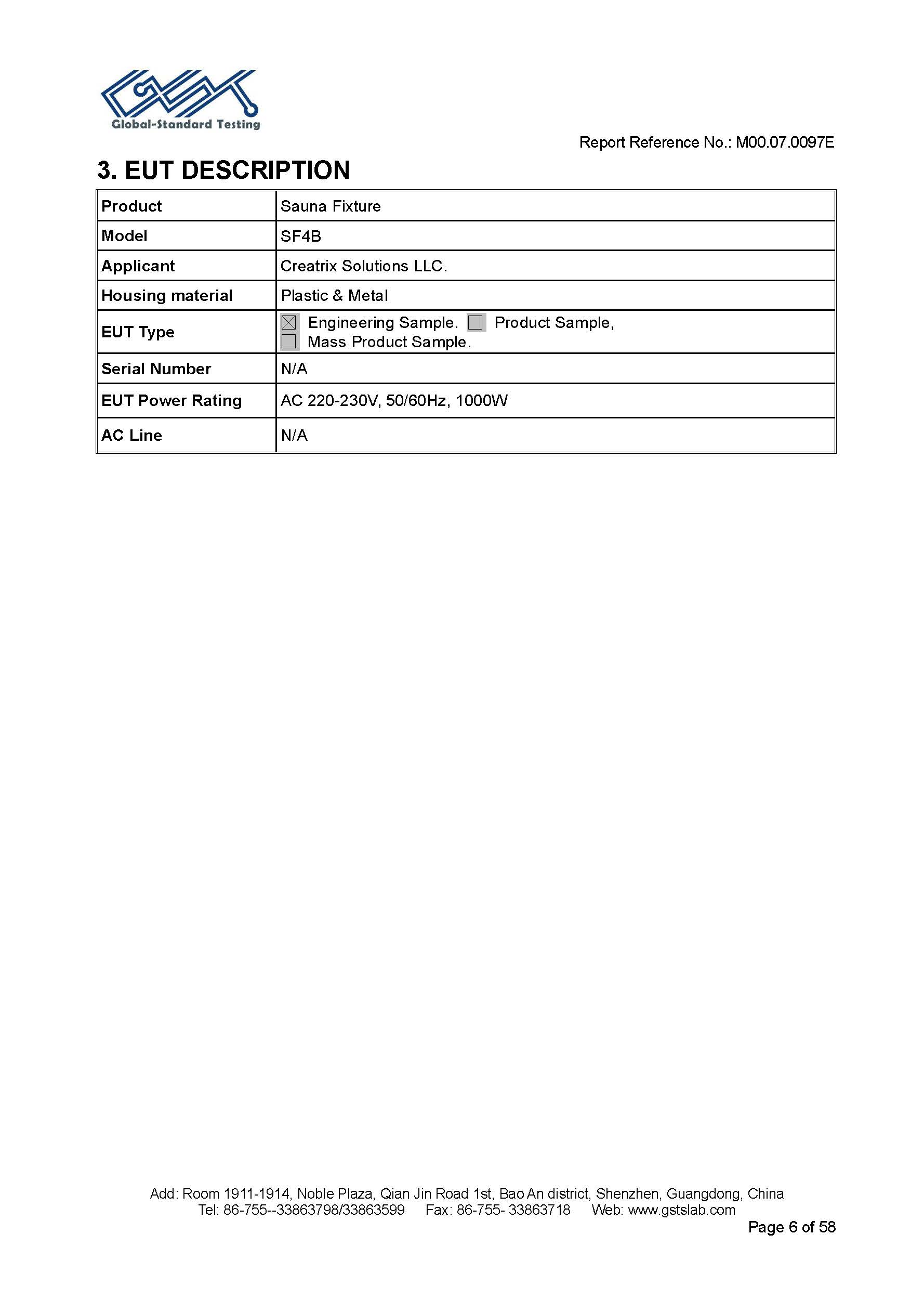 Sauna Fix EU CE EMC Test Report Page 6