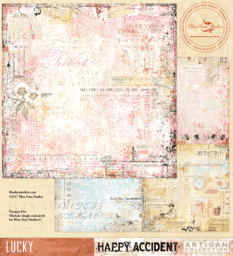 HAPPY ACCIDENT Blue Fern Studio Scrapbooking Paper Lucky