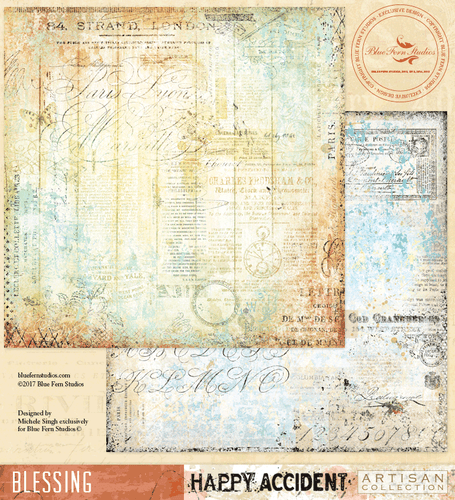 HAPPY ACCIDENT Blue Fern Studio Scrapbooking Paper Blessing