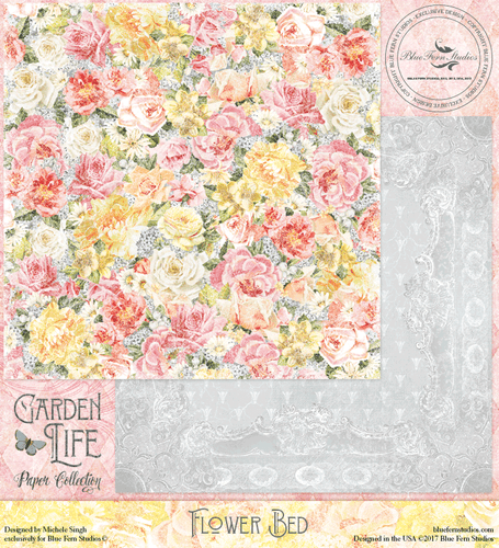 GARDEN LIFE - Flower Bed - Blue Fern Studio Scrapbooking Paper