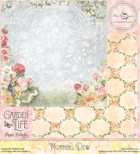 GARDEN LIFE Blue Fern Studio Scrapbooking Paper Morning Dew
