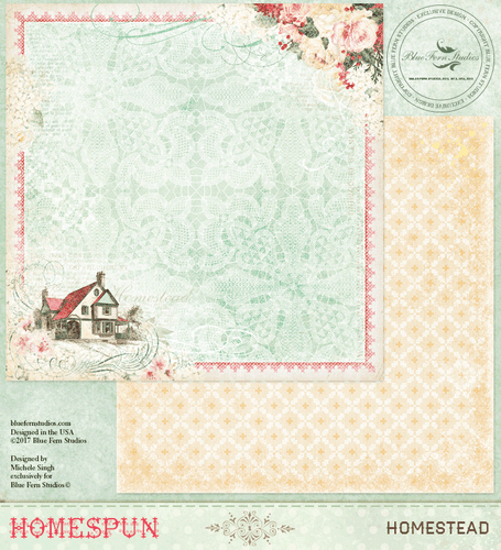 HOMESPUN Blue Fern Studios Scrapbooking Paper Homestead