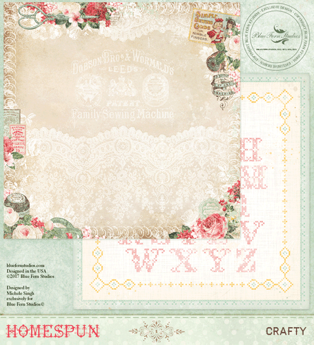 HOMESPUN Blue Fern Studios Scrapbooking Paper Crafty