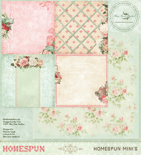 HOMESPUN Blue Fern Studios Scrapbooking Paper Homespun Minis
