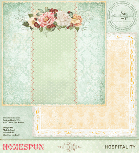 HOMESPUN Blue Fern Studios Scrapbooking Paper Hospitality