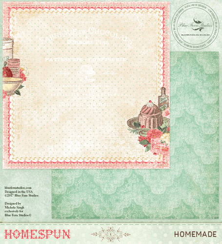 HOMESPUN Blue Fern Studios Scrapbooking Paper Homemade
