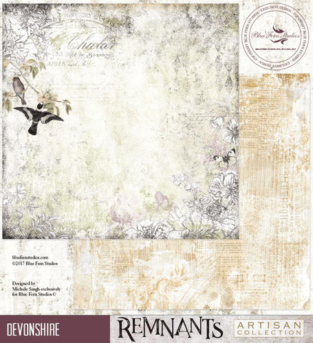 REMNANTS Blue Fern Studios Scrapbooking Paper Devonshire