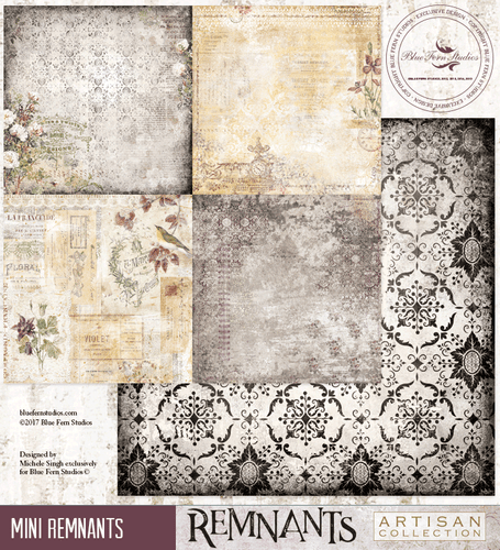 REMNANTS Blue Fern Studios Scrapbooking Paper Mini Remnants