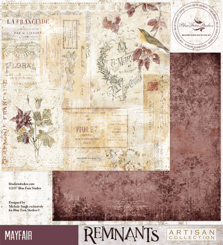 REMNANTS Blue Fern Studios Scrapbooking Paper Mayfair