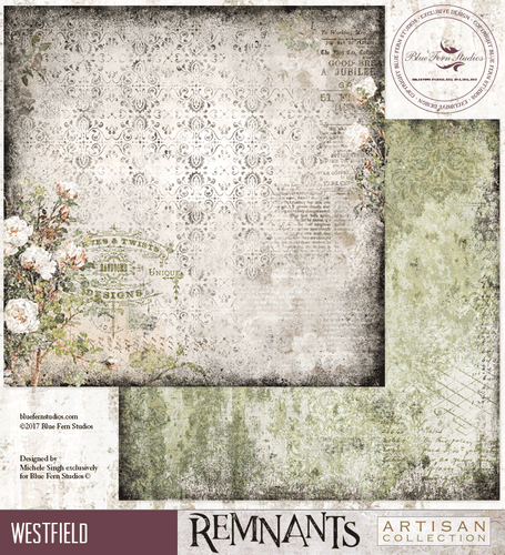 REMNANTS Blue Fern Studios Scrapbooking Paper Westfield