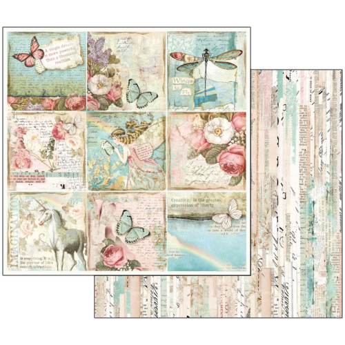 Stamperia - Wonderland - Double sided 12x12 Paper - Butterflies & Unicorn Cards
