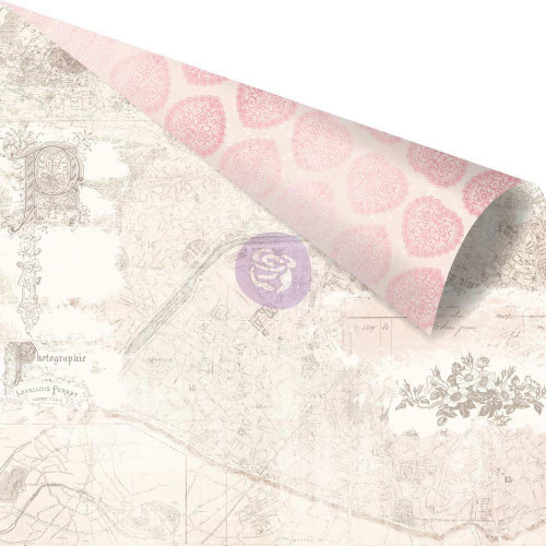 It's A Small World - Love Story - Prima - Pink Foiled Double-Sided 12x12 Paper