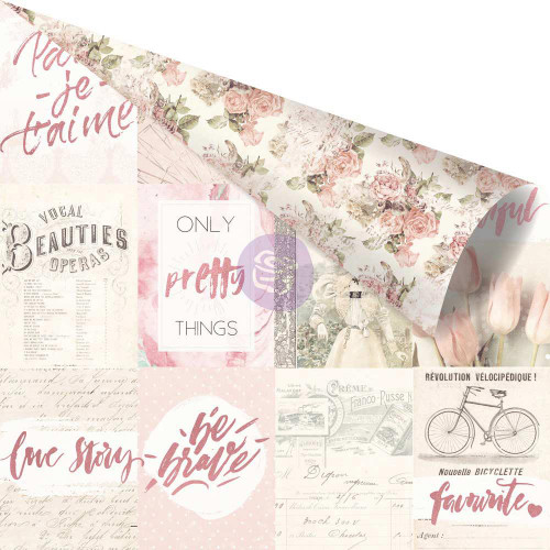 Notes That Last Forever - Love Story - Prima - Pink Foiled Double-Sided 12x12 Paper
