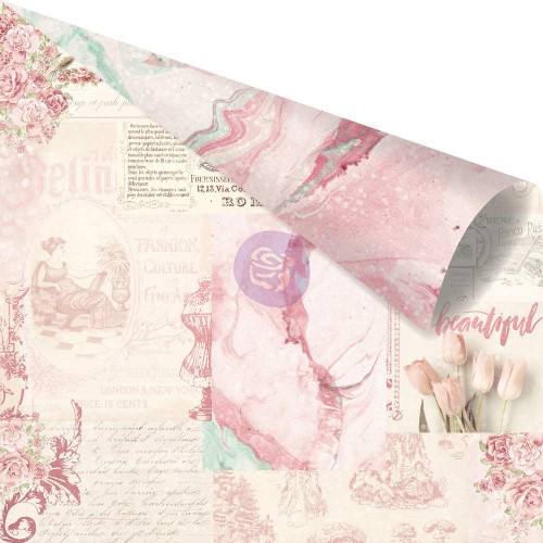 Love Notes Only For You - Love Story - Prima - Pink Foiled Double-Sided 12x12 Paper