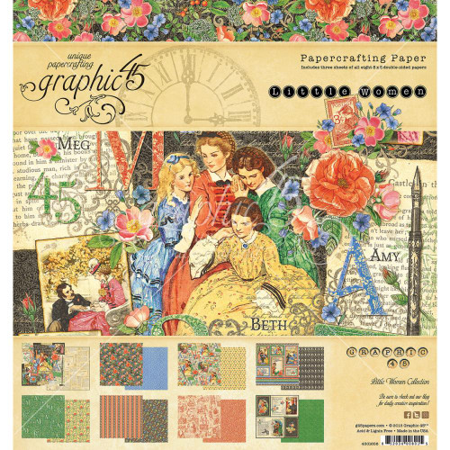 Little Women Graphic 45 Double-Sided Paper Pad 8"X8"