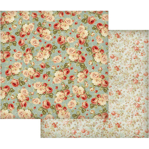 Stamperia - Double sided 12x12 Paper - Floral Wallpaper On Turquoise Background
