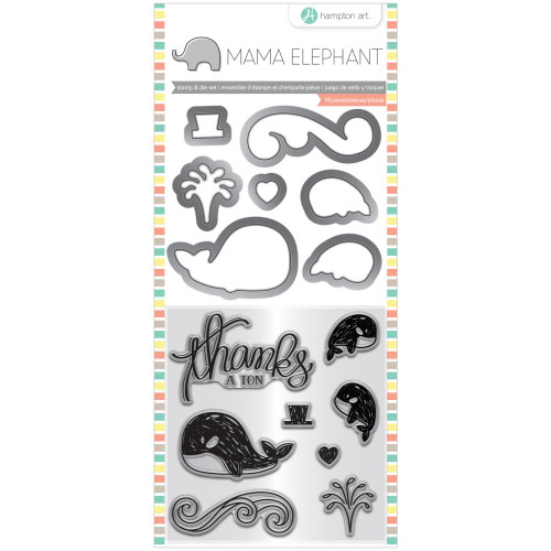 Whale Thanks - Stamp & Die Set 4"X8" - Mama Elephant - Hampton Arts