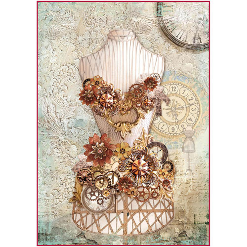 Stamperia - Clockwise Mannequin - Decoupage Rice Paper 8.25 x 11.5