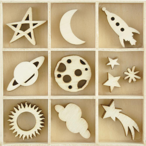 Kaisercraft - Flourish Wooden Pack - Star & Moon - 55 pcs