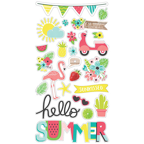 Hello Summer - Chipboard Stickers 6"X12" - Simple Stories