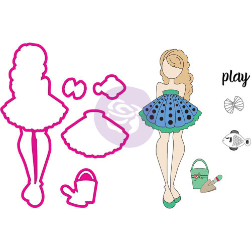 Prima Julie Nutting Stamp & Die Set - Mermaid Kisses - Shelly