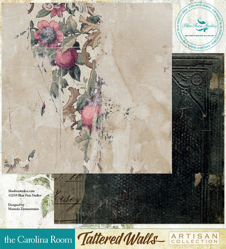 Blue Fern Studios - Tattered Walls 12x12 dbl sided paper - The Carolina Room