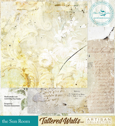 Blue Fern Studios - Tattered Walls 12x12 dbl sided paper - The Sun Room