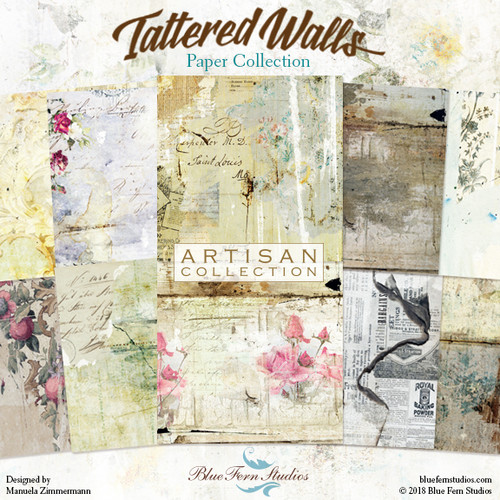 Blue Fern Studios - Tattered Walls Collection - 20 papers