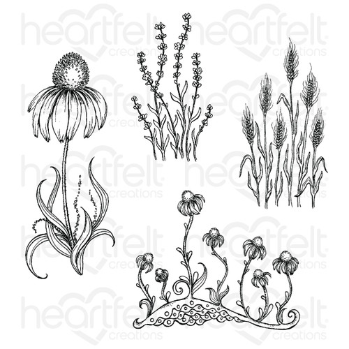 Heartfelt Creations Backyard Blossoms Collection - Backyard Blossoms Cling Stamp Set