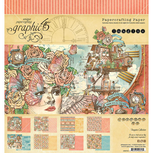 Imagine - Graphic 45 Double-Sided Paper Pad 8X8 - 24/Pkg